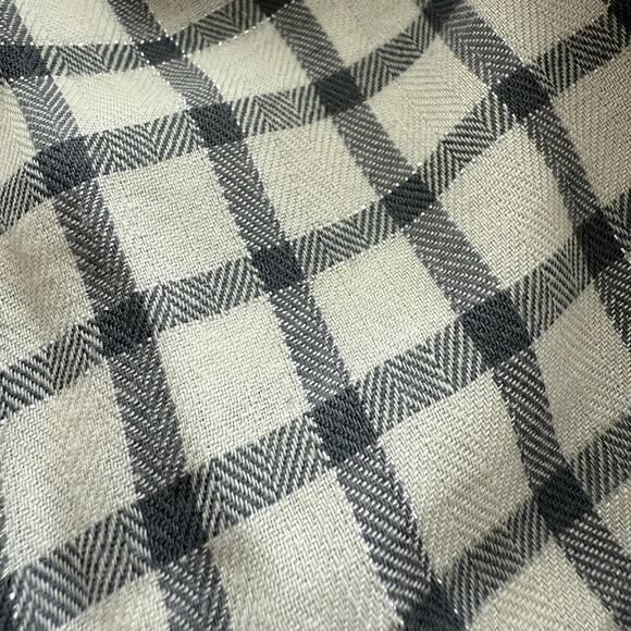 NWT LUCKY BRAND W Sz XL Gray/Creme Plaid Contrast Long Sleeve Button Up Shirt - Picture 11 of 16